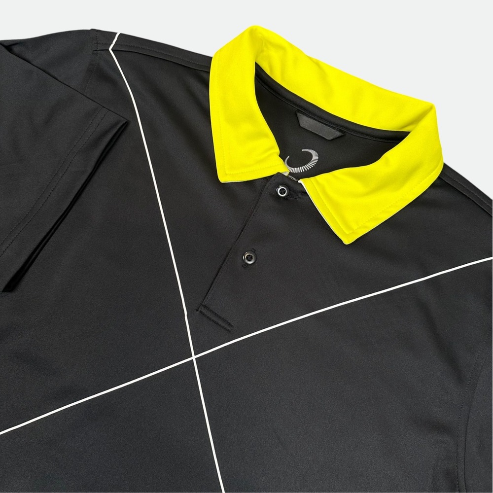 Zero Restriction Tour Series Polo Shirt Mens‎ Medium Black Yellow & White Piping